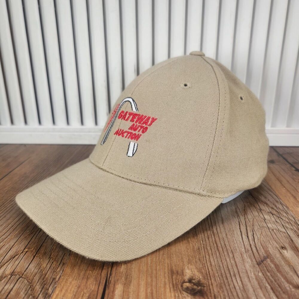 The New Manheim's Gateway Auto Auction Fitted Hat Cap Tan Brown Advertising Logo